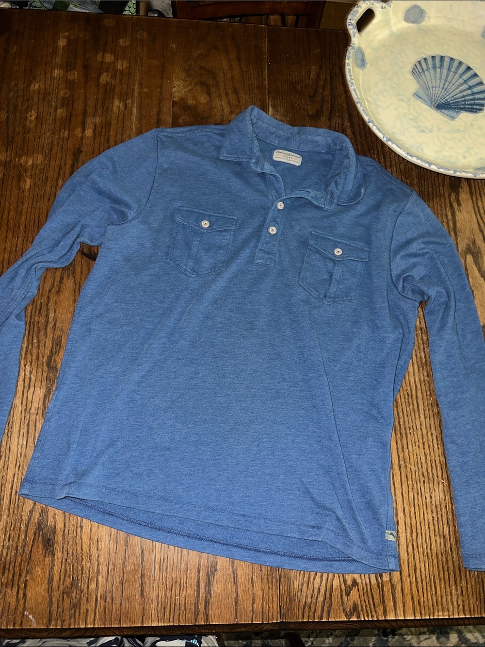 Tommy Bahama Penn Cove Long Sleeved Blue Knit Polo Shirt